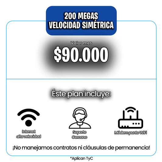 INTERNET 200 MEGAS FIBRA ÓPTICA
