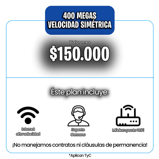 INTERNET 400 MEGAS FIBRA ÓPTICA